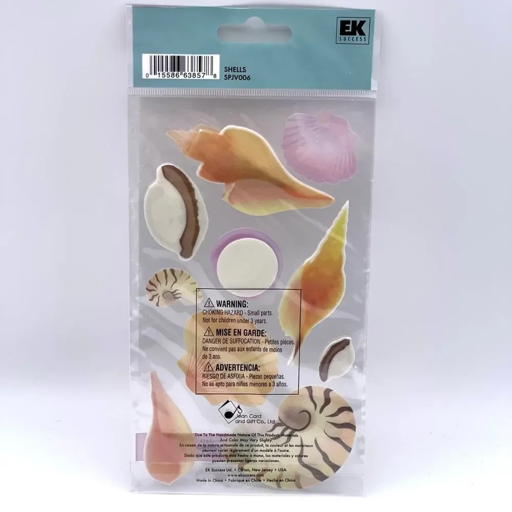 Jolee's Vellum Seashell Stickers - Set of 10 Pastel Themed Scrapbooking NEW